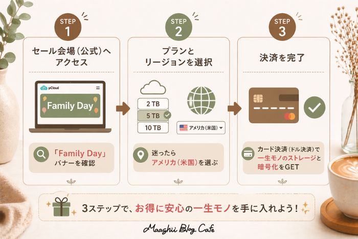 pCloud ファミリープラン損しない買い方3ステップ