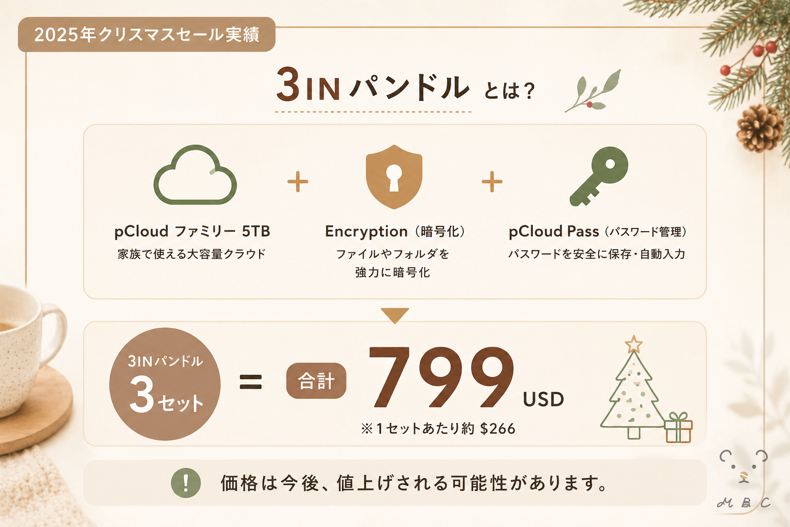 pCloud 2025年クリスマスセールの3in1バンドル内容と価格