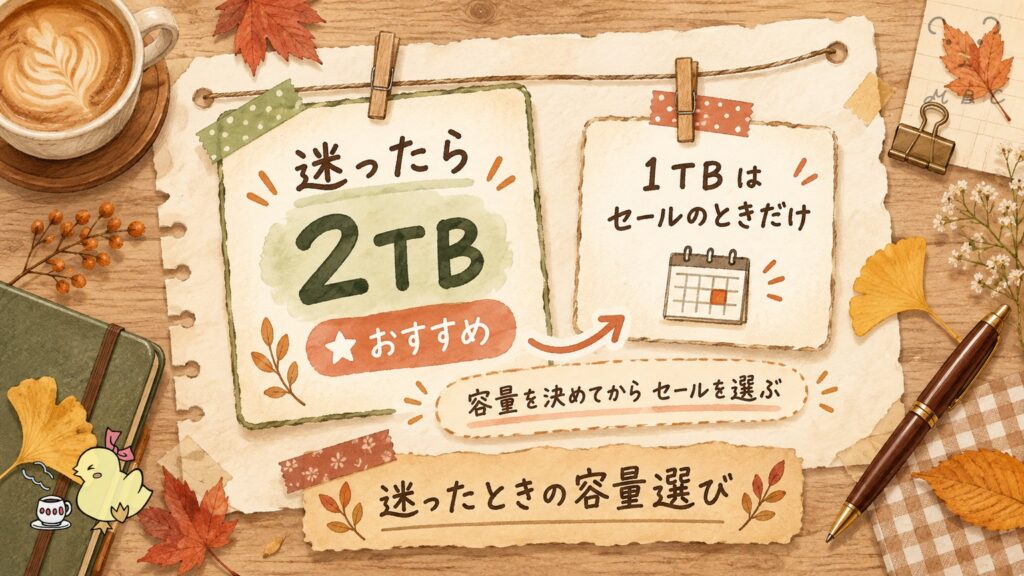 pCloudの容量選びの結論｜迷ったら2TB、1TBはセールのときだけ買える容量