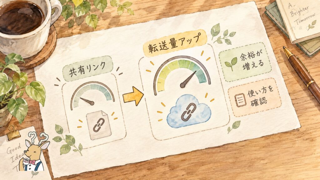 pCloudの値上げと同時に、共有リンクの転送量が2倍以上に増えたことを表す図解