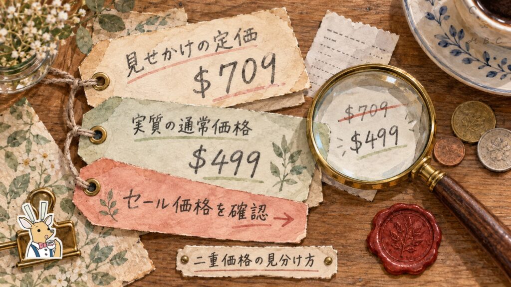 pCloudの二重価格の見分け方図解｜見せかけの定価709ドルと実質の通常価格499ドルの違い