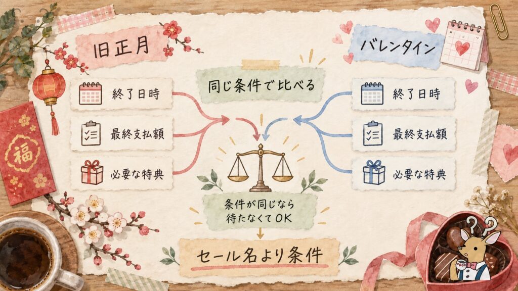 pCloudの旧正月とバレンタインセールの比べ方。終了日時・最終支払額・必要な特典を同じ条件でそろえる