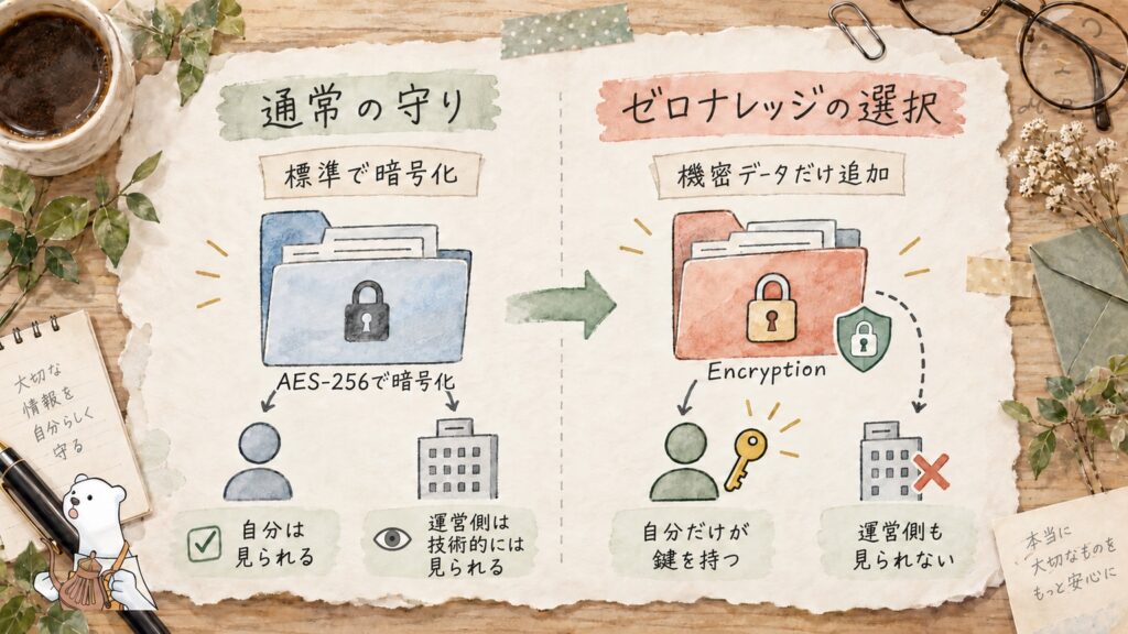pCloudの標準の暗号化とEncryptionのゼロナレッジの違い｜運営側も中身を見られない仕組み