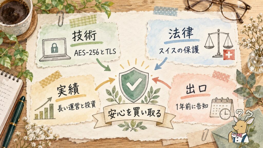 pCloud安全性のまとめ｜技術・法律・実績・出口の4つの守りで安心を買い取る買い切りクラウド